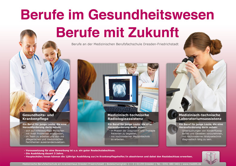 Plakatgestaltung für die medizinische Berufsfachschule am Krankenhaus Dresden-Friedrichstadt